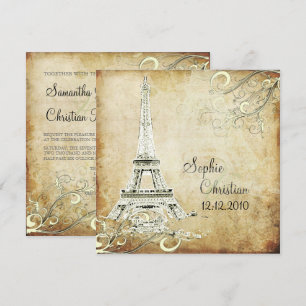 VINTAGE EIFFELTURM/VANILLE-SWIRLS EINLADUNG