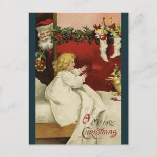 Vintage Ein Besuch von Santa Weihnachtsgrüße Postkarte