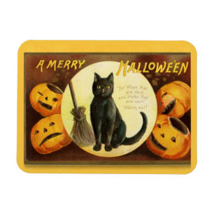 Vintage Ein fröhliches Halloween Schwarze Katze Be Magnet