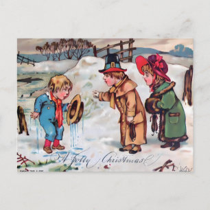 Vintage "Ein fröhliches Weihnachten" Schneeszene V Postkarte