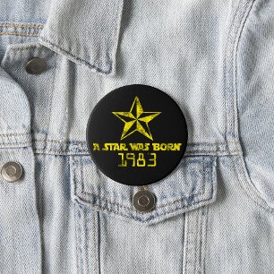 Vintage Ein Stern Wurde Geboren 1983 Gelber Stern Button