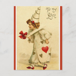 Vintage Ein verliebter Clown Postkarte