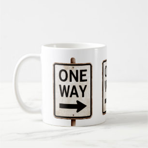 Vintage-EINBAHNSTRASSE-Rostiges Straßenschild Kaffeetasse