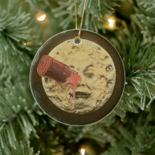 Vintage Eine Reise zum Mond Stummfilm Keramik Ornament