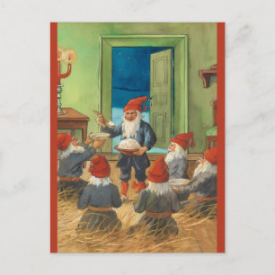 Vintage Eine Versammlung von Gnome Weihnachten Postkarte