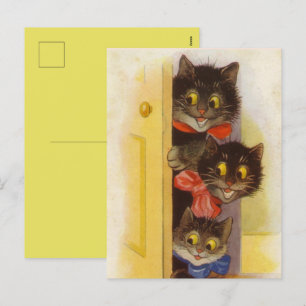 Vintage Einfach Nur Nach Dir Schauende Katzen Feiertagspostkarte