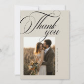 Vintage Einfache Elegante Kalligraphie Foto Hochze Dankeskarte (Vorderseite)