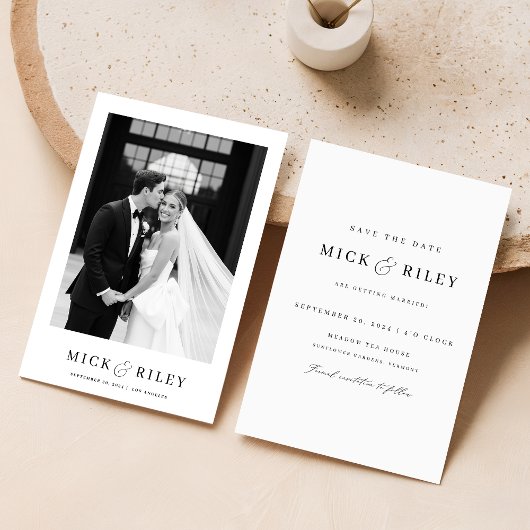 Vintage Einfache Foto-Hochzeit Save The Date