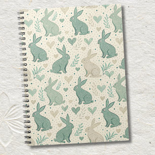 Vintage einfache Hasen-Silhouetten mit Herz-Muster Notizblock
