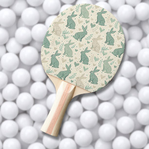 Vintage einfache Hasensilhouetten Herz Muster Tischtennis Schläger