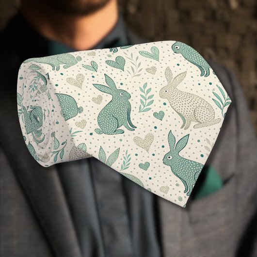 Vintage einfache Hasensilhouetten mit Herz-Muster Krawatte