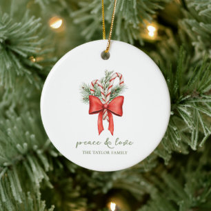 Vintage Einfacher Lebkuchenstab Bogen Frieden Lieb Keramik Ornament