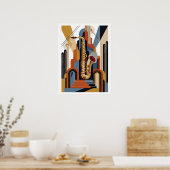 Vintage einfaches Art Deco Jazz Plakat (Küche)