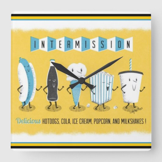 Vintage Einfahrsperre Quadratische Wanduhr (Vorderseite)