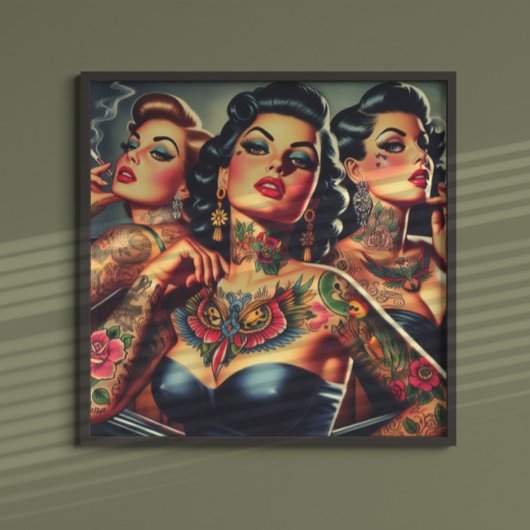 Vintage eingefärbte Girls Poster
