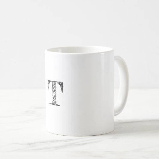 Vintage eingravierte Monogramm Kaffeetasse (VorderseiteRechts)