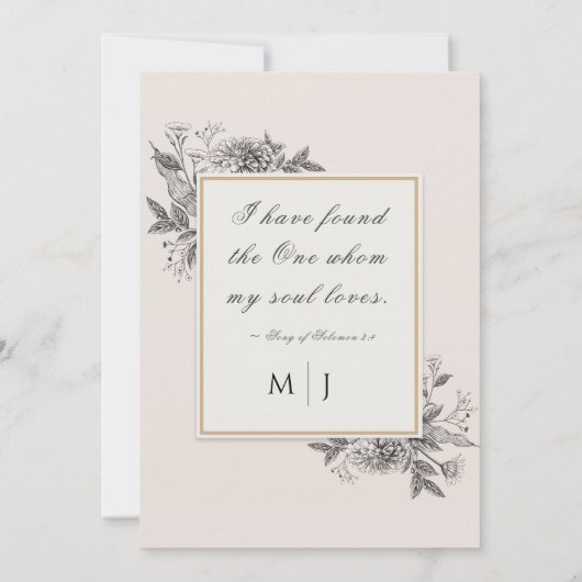 Vintage Einhandgezeichnete Christliche Hochzeit mi Einladung (Rückseite)