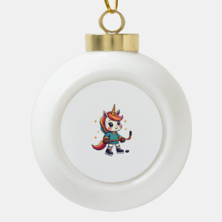 Vintage Einhorn Hockey Cartoon Cute Regenbogen Eis Keramik Kugel-Ornament