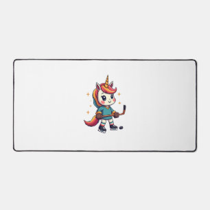 Vintage Einhorn Hockey Cartoon Cute Regenbogen Eis Schreibtischunterlage