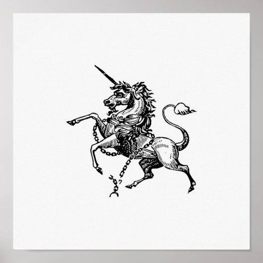Vintage Einhorn-Illustration Poster (Vorne)