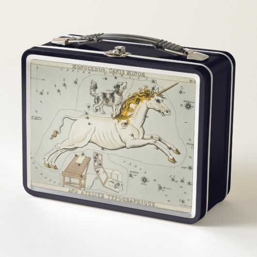 Vintage Einhorn-Lunchbox Metall Brotdose (Vorderseite)