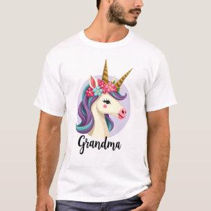 Vintage Einhorn Oma Gold Glitter Blumen Gesicht C T-Shirt