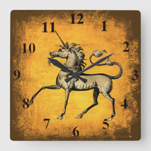 Vintage Einhorn Quadratische Wanduhr