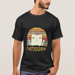Vintage Einhorn Regenbogen Katze Korn Einhorn T-Shirt