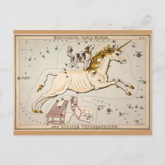 Vintage Einhorn-Star-Sternkonstellation Postkarte (Vorderseite)