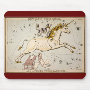 Vintage Einhorn Sternenkonstellationskarte Mousepad