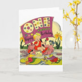 Vintage einjährige Geburtstagskarte Karte (Gelbe Blume)