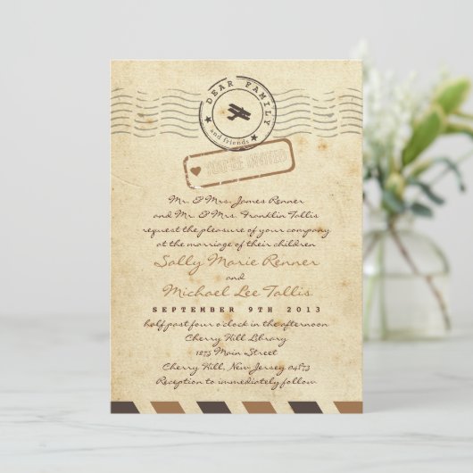 Vintage Einladung (Stehend Vorderseite)