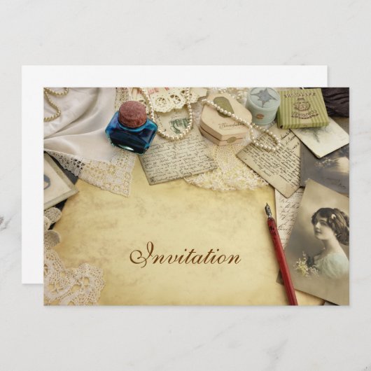 Vintage Einladung (Vorne/Hinten)