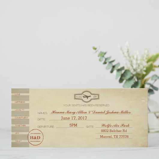 Vintage Einladung (Stehend Vorderseite)