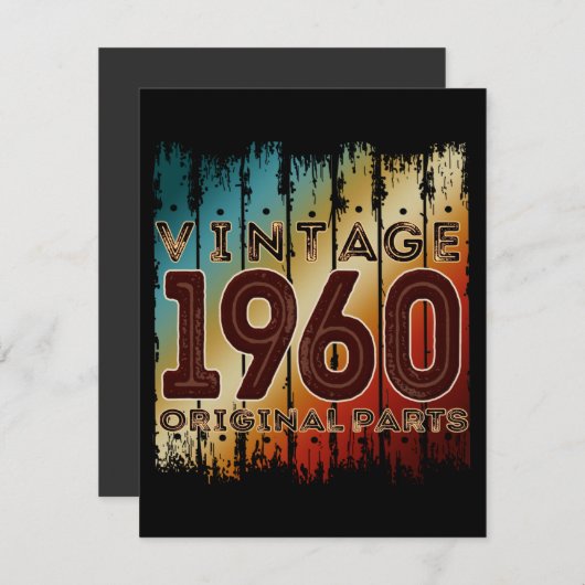 Vintage Einladung 1960 Originalteile (Vorne/Hinten)