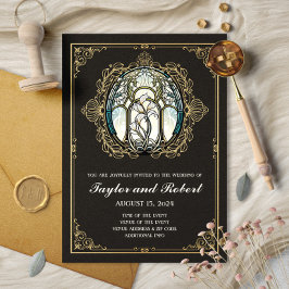 Vintage Einladung Art Nouveau Glass