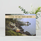 Vintage Einladung der Riverbank-Fischerei (Stehend Vorderseite)