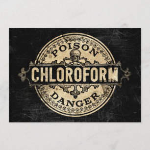 Vintage Einladung des Chloroform-Giftlabels