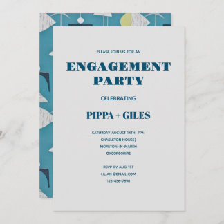Vintage Einladung des Gemusterten Engagment Party 