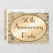 Vintage Einladung Postkarten zum 50-jährigen Jubil (Vorne/Hinten)