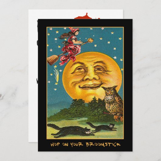 Vintage Einladung über den Mond (Vorne/Hinten)