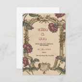 Vintage Einladung von Burgund und Beige zur Hochze (Vorne/Hinten)