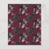 Vintage Einladung von Burgundy Owls Gothic Hochzei Flyer (Hinten)