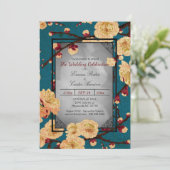 Vintage Einladung von Cherry Blossom zur Hochzeit (Stehend Vorderseite)