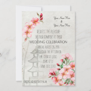 Vintage Einladung von Cherry Blossom zur Hochzeit