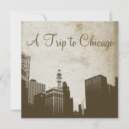 Vintage Einladung von Chicago Skyline