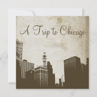Vintage Einladung von Chicago Skyline