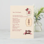 Vintage Einladung von Seamstress (Stehend Vorderseite)