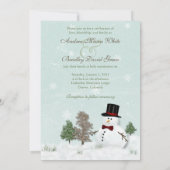 Vintage Einladung von Snowman Winter Hochzeit (Rückseite)