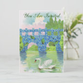 Vintage Einladung von White Swan (Stehend Vorderseite)